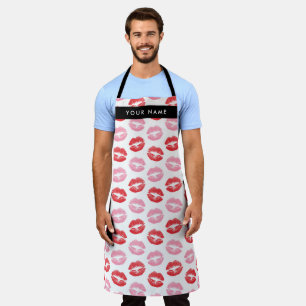 Red Lips, Pink Lips, Kiss, Your Name, Personalise Apron