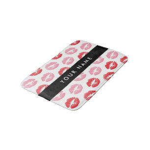 Red Lips, Pink Lips, Kiss, Your Name, Personalise Bath Mat