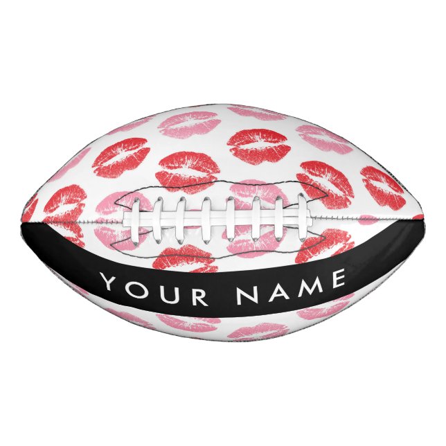 Red Lips, Pink Lips, Kiss, Your Name, Personalise Football (Front)