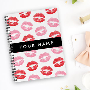 Red Lips, Pink Lips, Kiss, Your Name, Personalise Notebook