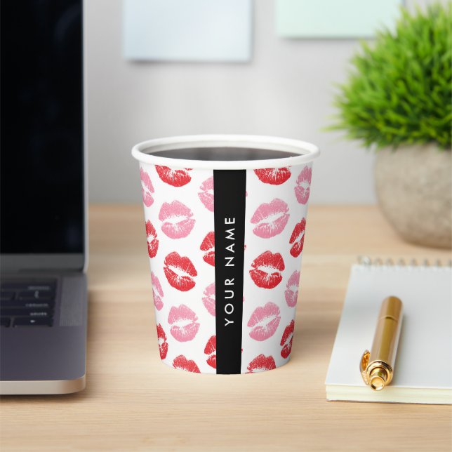 Red Lips, Pink Lips, Kiss, Your Name, Personalise Paper Cups (Insitu)