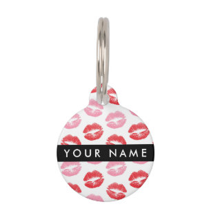 Red Lips, Pink Lips, Kiss, Your Name, Personalise Pet Tag