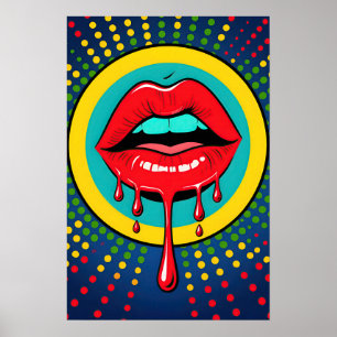 Red Lips Pop Art Poster