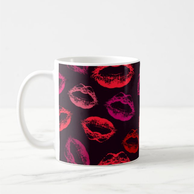Red lips print seamless pattern coffee mug (Left)