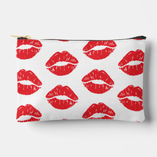 Red Lips, Red Lipstick, Kiss, Pattern Of Lips Accessory Pouch