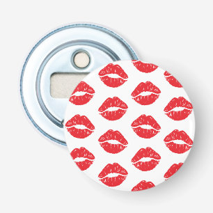 Red Lips, Red Lipstick, Kiss, Pattern Of Lips Bottle Opener