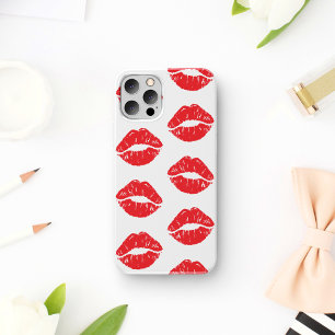 Red Lips, Red Lipstick, Kiss, Pattern Of Lips Case-Mate iPhone Case