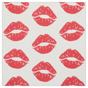 Red Lips, Red Lipstick, Kiss, Pattern Of Lips Fabric