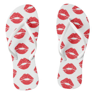 Red Lips, Red Lipstick, Kiss, Pattern Of Lips Jandals