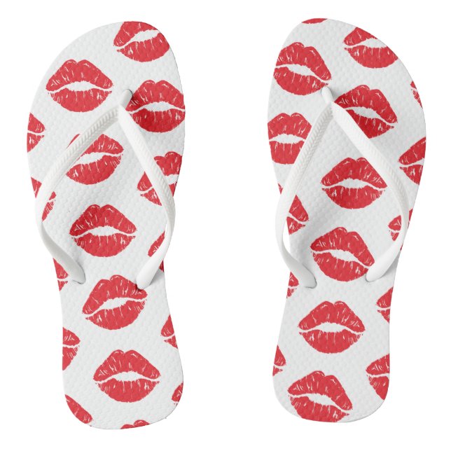 Red Lips, Red Lipstick, Kiss, Pattern Of Lips Jandals (Footbed)