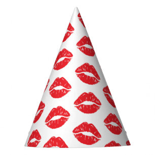 Red Lips, Red Lipstick, Kiss, Pattern Of Lips Party Hat