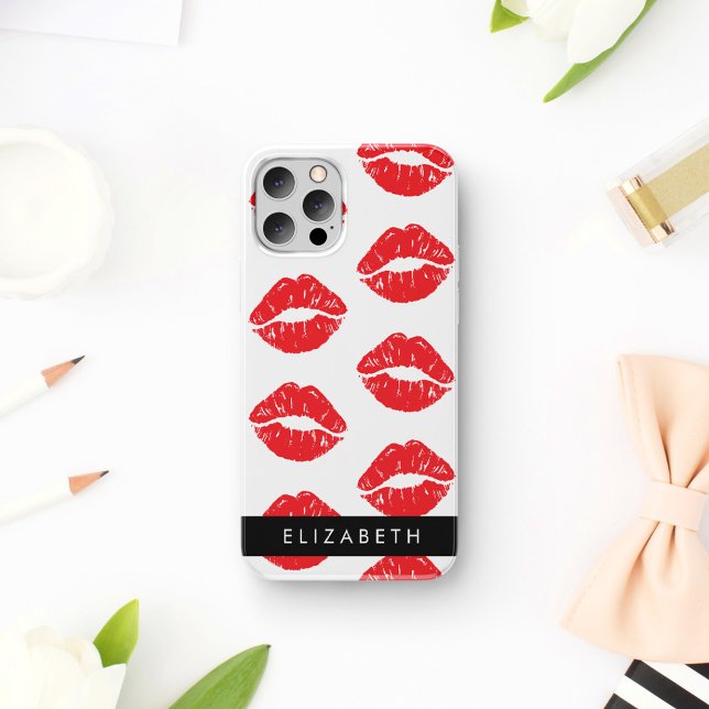 Red Lips, Red Lipstick, Pattern Of Lips, Your Name iPhone 16 Case (Creator Uploaded)