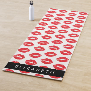 Red Lips, Red Lipstick, Pattern Of Lips, Your Name Yoga Mat