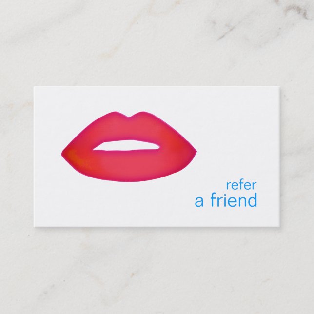 Red Lips Refer A Friend Coupon Salon Referral Card (Front)