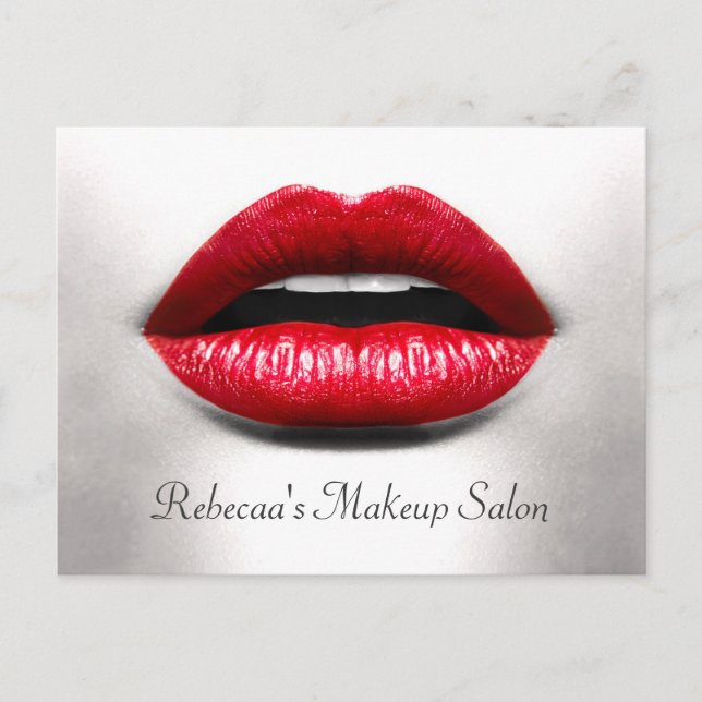 Red Lips Retro Beauty Stylish Makeup Salon Postcard (Front)