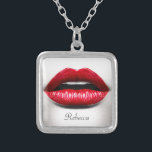 Red Lips Retro Beauty Stylish Monogram Name Silver Plated Necklace<br><div class="desc">Red Lips Retro Beauty Stylish Monogram Name - Unique and Personalised design for you.</div>