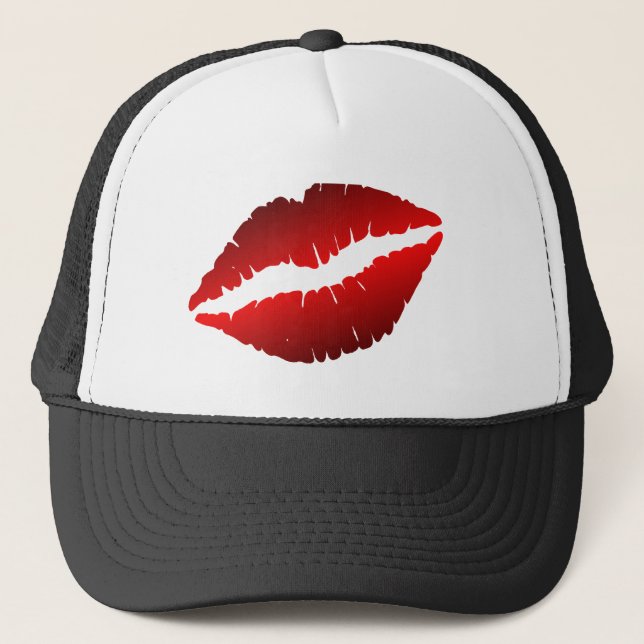 red lips rotated trucker hat (Front)