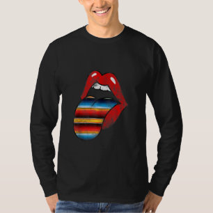 Red Lips Serape Tongue Cinco De Mayo Fiesta Mexica T-Shirt