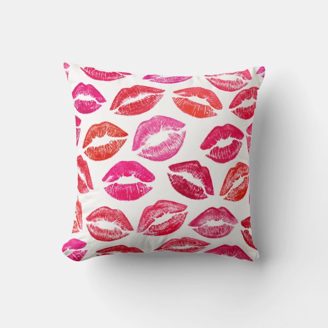 Red lips set, white background. cushion (Front)