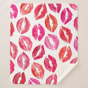 Red lips set, white background. sherpa blanket