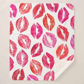 Red lips set, white background. sherpa blanket