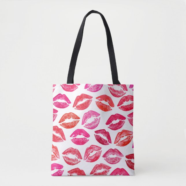 Red lips set, white background. tote bag (Front)