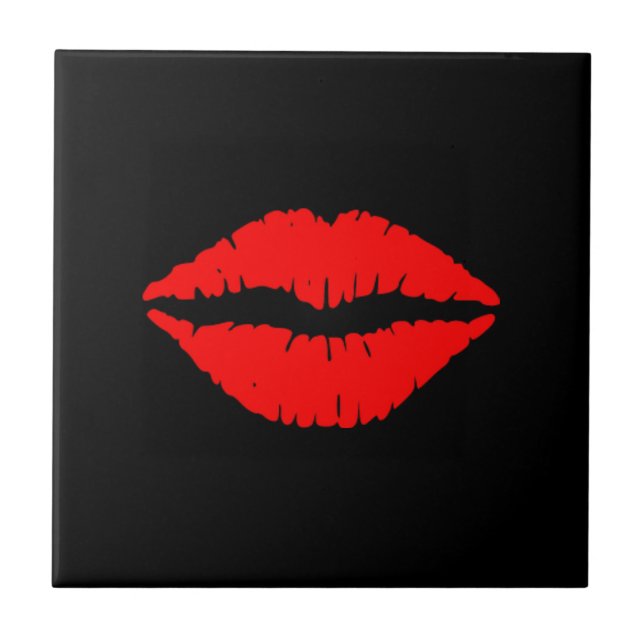 Red Lips Small Ceramic Tile (Front)