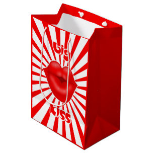 Red lips solar rays big kiss medium gift bag