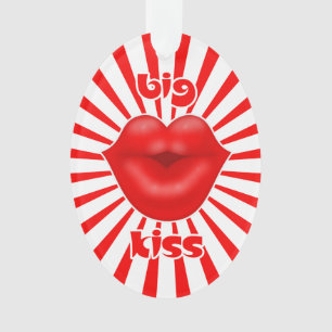 Red lips solar rays big kiss ornament