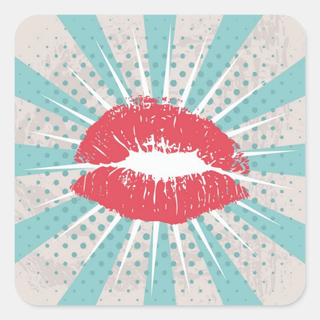 Red lips square sticker (Front)