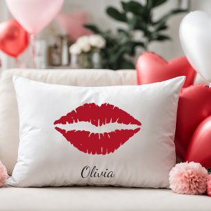 Red Lips, Valentine's Day Couple Gift,  Lumbar Cushion