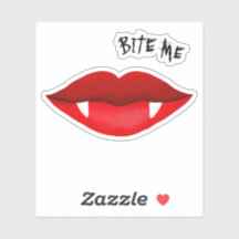 Red Lips & Vampire Fangs Bite Me Sticker
