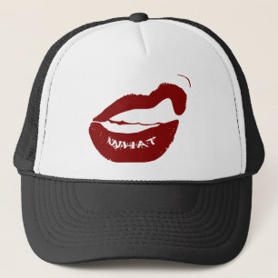 Red Lips What Grr grit teeth Trucker Hat