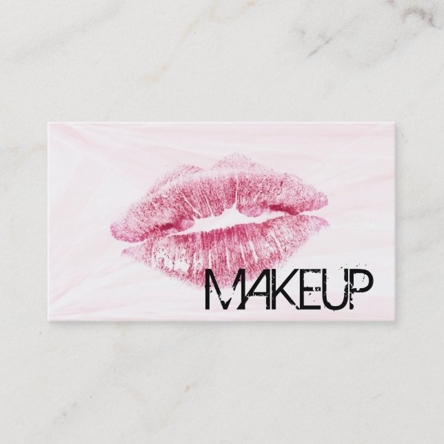 Red Lips with Pink Marble background Business Card (Front)