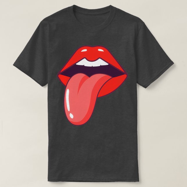 Red lips with tongue and white th open mouth T-Shirt (Design Front)