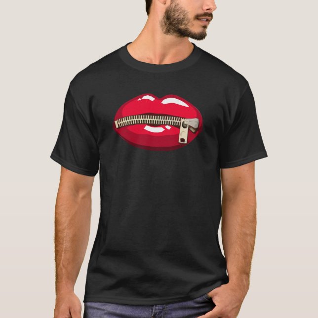 Red lips with zipper T-Shirt (Front)