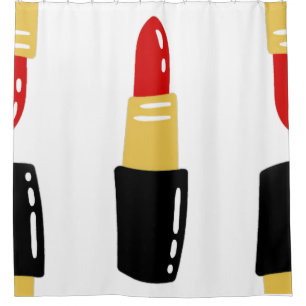 red lipstick bullets shower curtain