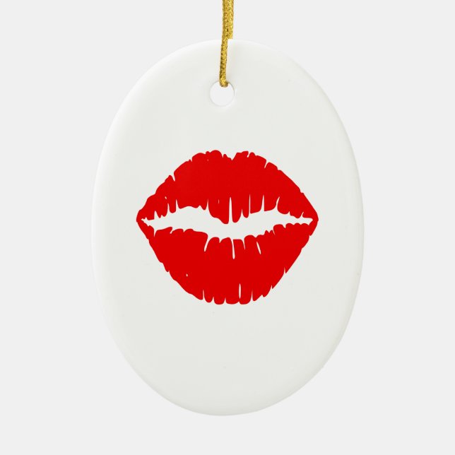 Red Lipstick Ceramic Tree Decoration (Front)