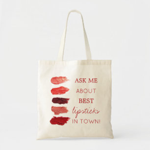 Red lipstick colours swatches ask me promotional tote bag