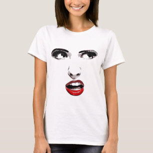 Red Lipstick Dark Eyed Woman makeup Beauty Art T-Shirt