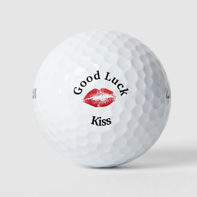 Red Lipstick Good Luck Kiss Valentine Golf Balls (Front)