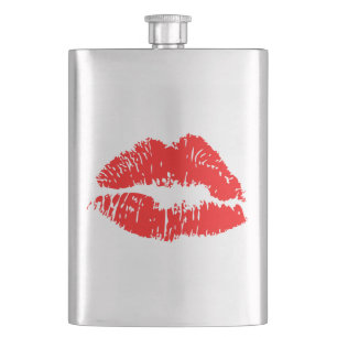 Red Lipstick Kiss Mark Hip Flask