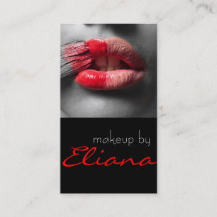 Red Lipstick Makeup Artist Cosmetologist Beauty Business Card