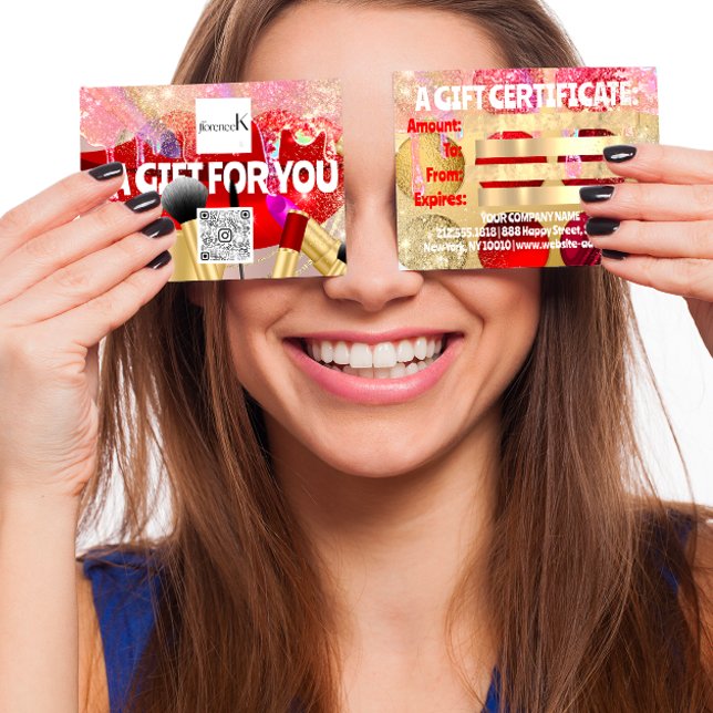 Red Lipstick Makeup Artist Logo QR 100 Pieces (QR for Quality and Radianc)