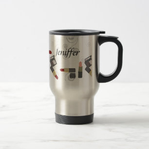 Red Lipstick Makeup Beauty Fashion Stylish Salon Travel Mug