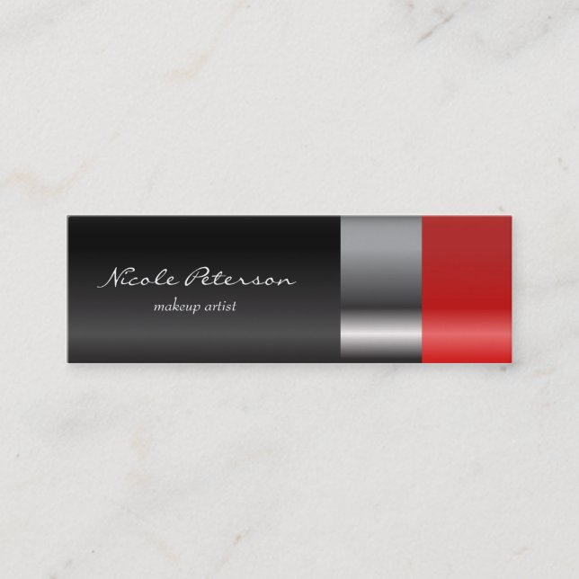 Red lipstick makeup mini business card (Front)