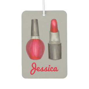 Red Lipstick Nail Polish Makeup Fashionista Gift Car Air Freshener