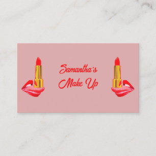 Red Lipstick on The Tongue Pink with Custom Name Business Card