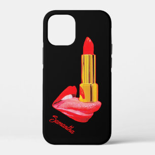 Red Lipstick on The Tongue with Personalisation iPhone 12 Mini Case
