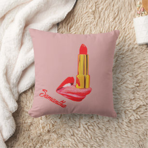Red Lipstick on The Tongue with Personalisation Cushion
